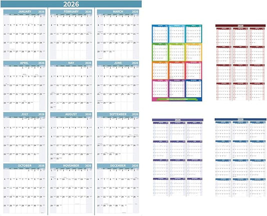 2026 Wall Calendar 34.8" x 22.8" Large Vertical Yearly Wall Hanging Calenda with Julian Date Thick Paper Calendar 12 Month Annual Wall Planner for Wall Office Fridge(Light Blue)
