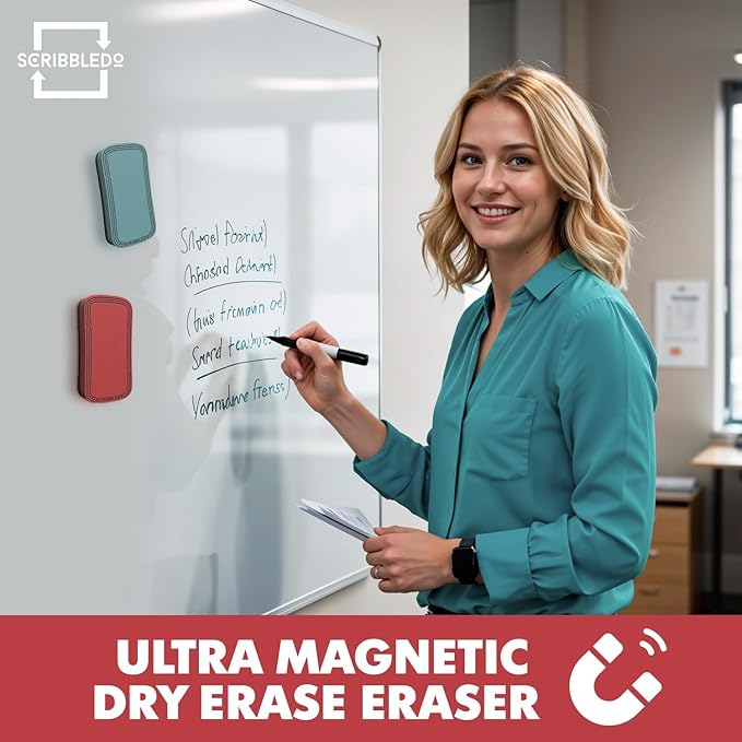 SCRIBBLEDO Boho Dry Erase Erasers 4 Pack Magnetic Whiteboard Erasers in Soft Modern Colors White Board Eraser Dry Erase Board Cleaner for Teachers Students Office & Classroom