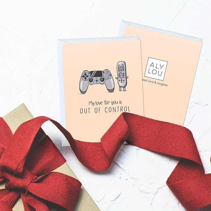 ALY LOU Anniversary Card for Her Him/Girlfriend Wife/Husband Boyfriend, Friendship Thank You Birthday Kawaii Greeting Card (Out Of Control - Video Game)