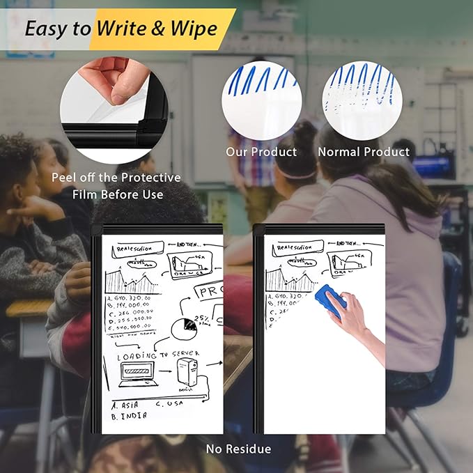 Easel Whiteboard - Magnetic Portable Dry Erase Easel Board 36 x 24 Tripod Whiteboard Height Adjustable Flipchart Easel Stand White Board for Office or Teaching at Home & Classroom (Black)