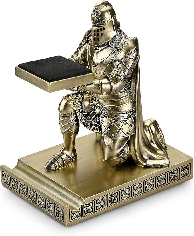 King's Guard Watch Display Stand Eyeglass Jewelry Bracelet Necklace Holder Trays Towers Resin Pen Holder Warrior Knight Mobile Phone Stand for Office & Home (Bronze)