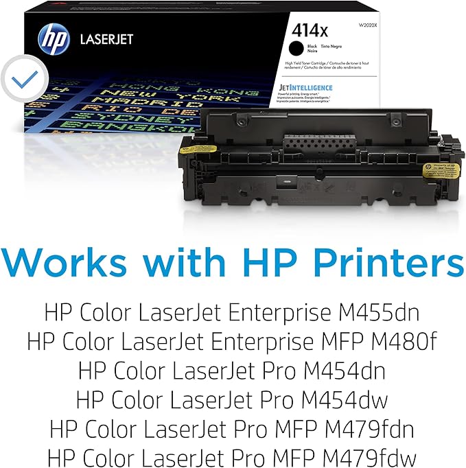 HP 414X Black High-yield Toner Cartridge | Works HP Color LaserJet Enterprise M455dn, MFP M480f; HP Color LaserJet Pro M454 Series, MFP M479 Series