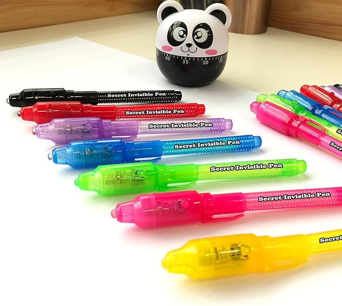 SCStyle Invisible Ink Pen 10Pcs with UV Light Magic Marker for Secret Messages, Writing Information for Birthdays, Easter, Halloween, Christmas Gifts for Students