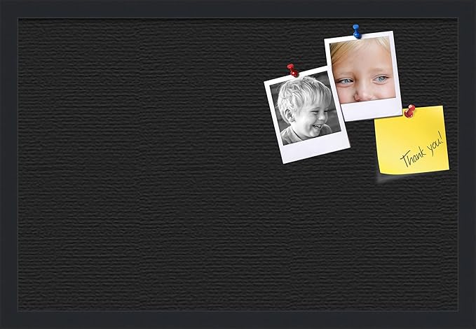 PinPix pin Cork Bulletin Board Made from Canvas, Classic Black Pattern 24 x 16 Inches (Completed Size) and Framed in Satin Black (PinPix-622)