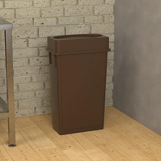 23 Gallon Brown Slim Jim Trash Can with Drop Shot Lid