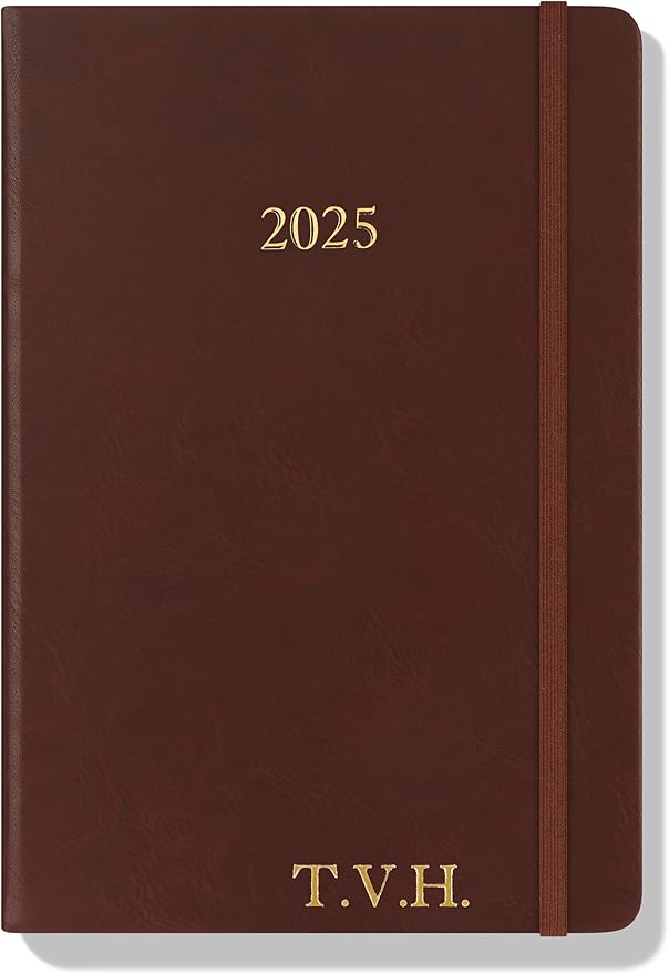 Wykeham's Executive 2025 Daily Journal Planner – Customization Available (Personalized Conker, 8.5"×5.5")