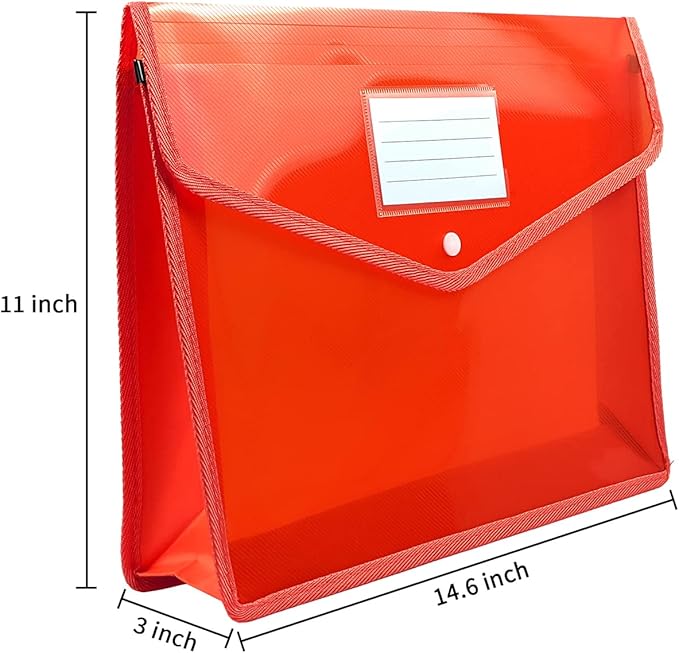 YoeeJob Plastic File Folders Legal Size Expandable Document Folder with Snap Button Closure, A4 Expanding File Wallet Envelopes Pouch with Label Pocket, 10 Packs, Muti-colored