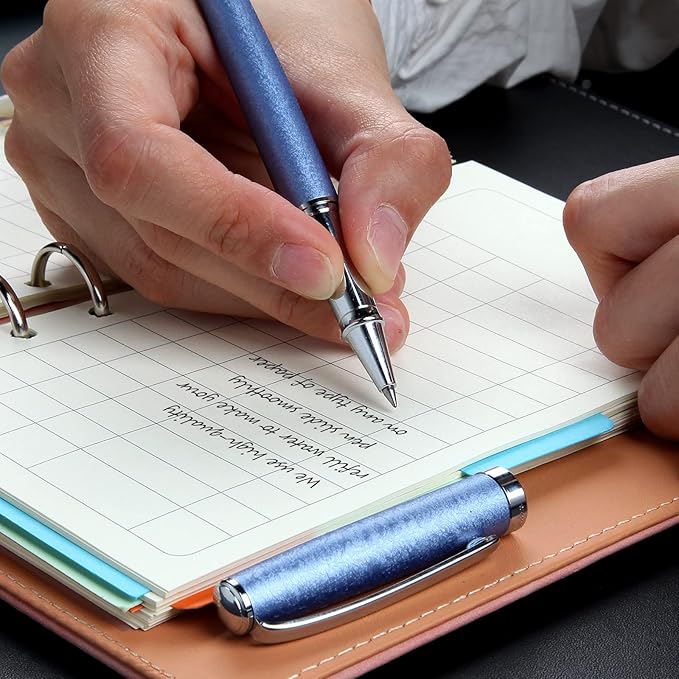 Nice pens,luxury pen with cace,fancy pens Ballpoint Pen Smooth writing experience stylish design effortless writing executive pen-Gift Box with 0.5mm Black Extra 2 Refill (Blue)
