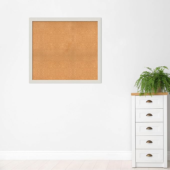 Amanti Art Natural Cork Board for Wall, 39x43 Vision Board with White Frame, Oversize Corkboard Office Decor for Home Organization, Country Rustic Corkboard Pinboard to Display Items for Home