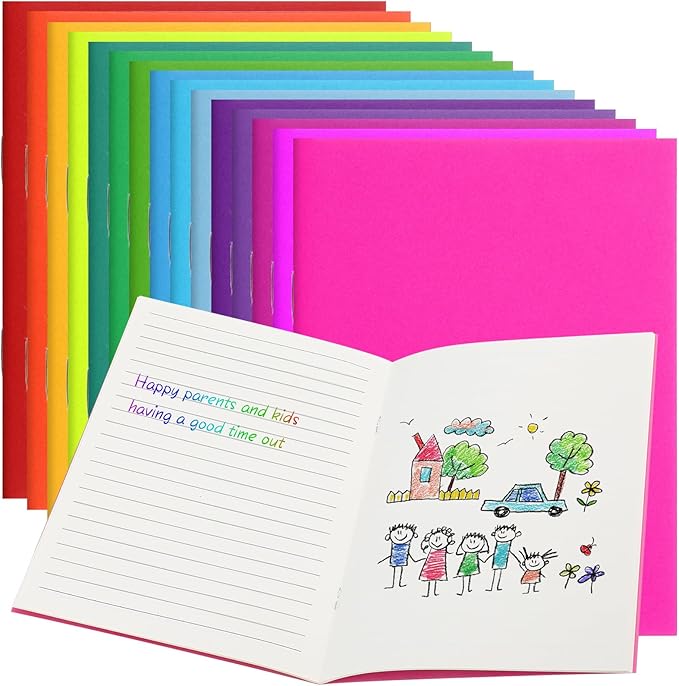 Gueevin 15 Pcs Blank Books for Kids to Write Stories Bulk Composition Notebooks Colorful Soft Cover Notebooks for Drawing Ruled Lined Journals Sketching Kindergarten Easter Gift (Cute Colors)