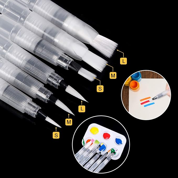 UPINS 6 Piece Water Color Brush Pen Set, Watercolor Paint Pens for Painting Markers