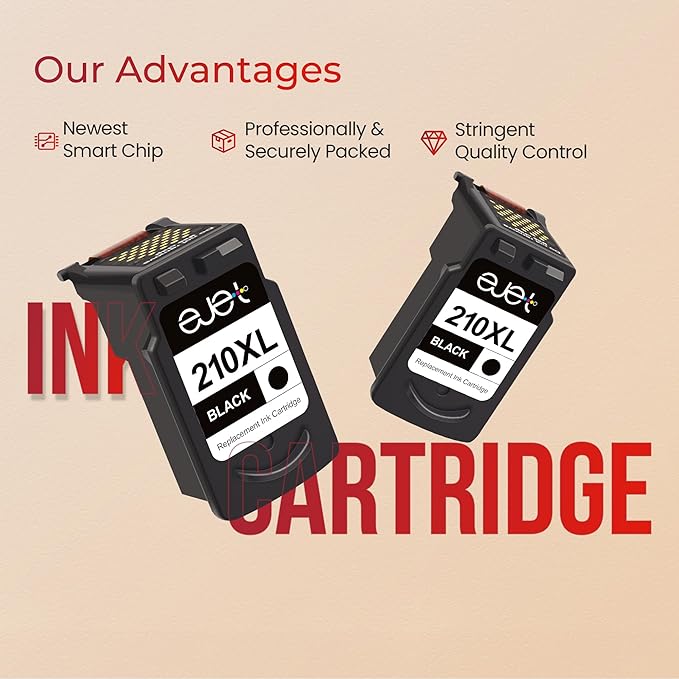 210XL Black Ink Cartridge Remanufactured Replacement for Canon 210XL Black Ink Cartridge 210 XL for Canon PIXMA IP2702 IP2702 MP230 MP250 MP270 MP280 MP480 MP490 MP495 MX320 MX330 MX340 MX410(2 Pack)