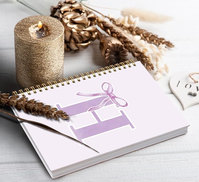 foedor Coquette Trendy Preppy Purple Bow Spiral Notebook,Initial H Journal Personalized Teen Girl Gifts,Monogrammed Gifts for Women Teen Girl,College Ruled Hardcover Spiral Notebook(purple)