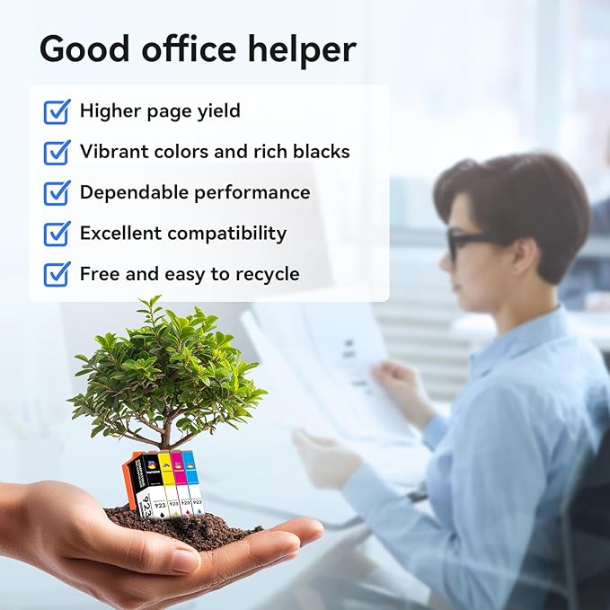 923 Ink Cartridges Combo Pack Replacement for HP 923e 923 923XL Ink Cartridges Work for OfficeJet 8120 8122e 8123 OfficeJet Pro 8130 8135e 8138e 8139e Printer Without Chip (4 Pack)