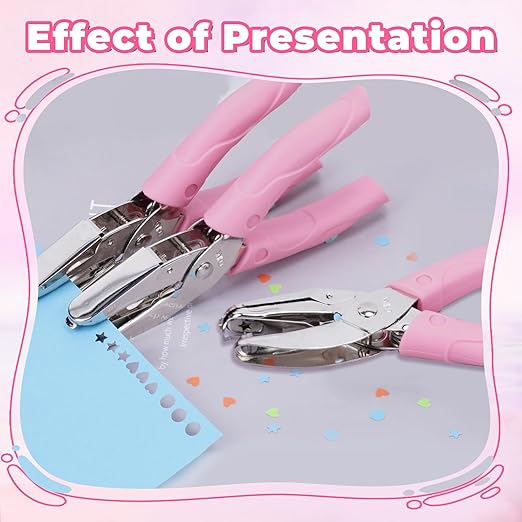 UCEC 3 Pack Hole Punch Shapes, Single Hole Punch,Mini Hole Puncher with Soft Grip, 0.2 Inch Star, 0.22 Inch Heart Hole, 0.25 Inch Circle Punch for DIY Craft Tag Clothing Ticket Scrapbook Tool