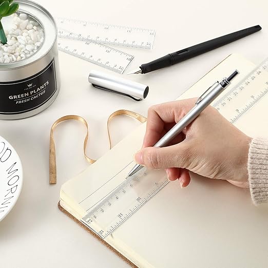 EBOOT 20 Pack Clear Plastic 12 Inch Straight Flexible Ruler with Inches and Metric for School, Classroom, Home, or Office