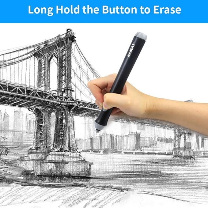 Battery Operated Pencil Eraser for Sketching Pencils/Drafting/Drawing/Graphite Pencils, Couture Creations Creative Detailer Tool, AFMAT Electric Eraser Kit for Artists, 140 Refills
