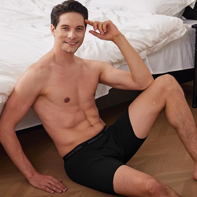 BAMBOO COOL Men's Ultra Breathable Underwear,No Riding Up Boxer Briefs with ComfortFlexible Waistband,Multipack
