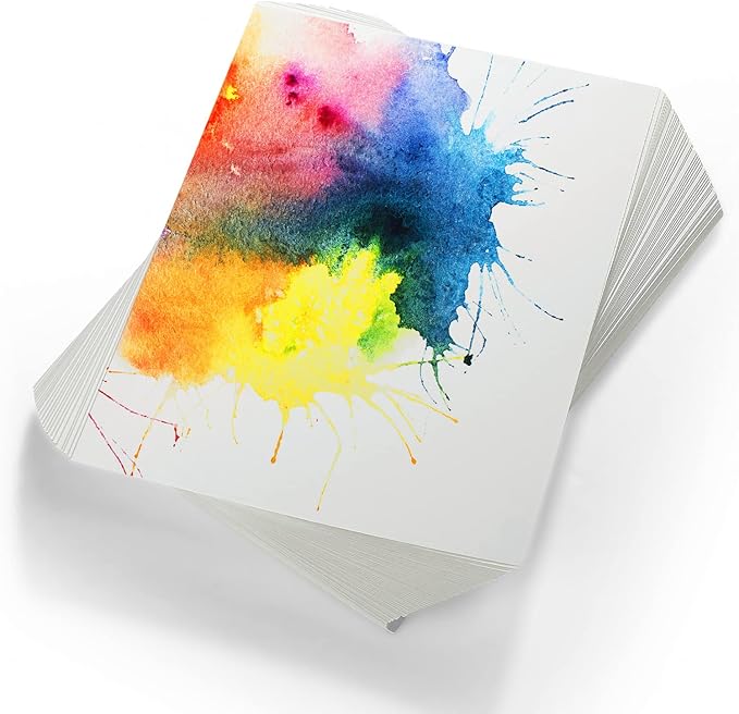 TaoBary 300 Pcs Watercolor Paper Sheet Bulk White Cold Press Paper Pack 110 lb 230 GSM Sketch Painting Watercolor Pad for Watercolorist Beginning Artists Adults Drawing Craft(5.5 x 8.5 Inch,230 GSM)