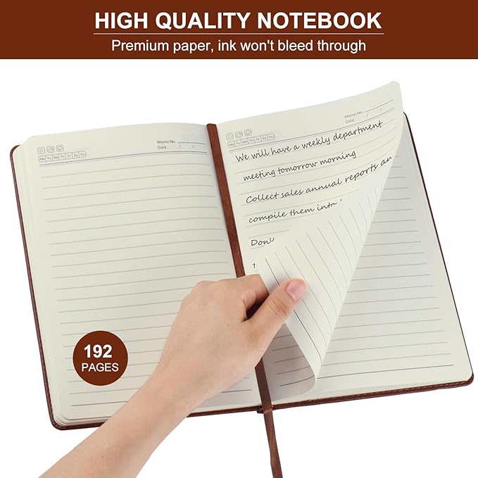 ZCZN 6 Pack Lined Journal Notebooks, 192 Pages A5 Hardcover Leather Journals for Work,Writing,School & Travel, College Ruled Journaling Notebooks for Notes Taking,Diary Notepad (Black*2+Brown*2+Red*2)