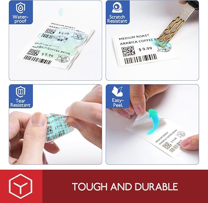 Phomemo [3*320 pcs] Original Labels for M110/M220/M221, 1.18'' x 0.79''(30 x 20mm), Square, White, 320 Labels/Roll, 3 Rolls, Multi-Purpose Self-Adhesive Thermal Labels, ALSO MADE FOR Phomemo M120/M200