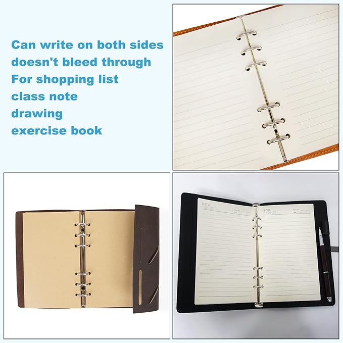 PATIKIL Grid Refill Paper 6-Ring Binder Loose Leaf Planner Filler Paper Planner Inserts, 160 Sheets/320 Pages, Lined
