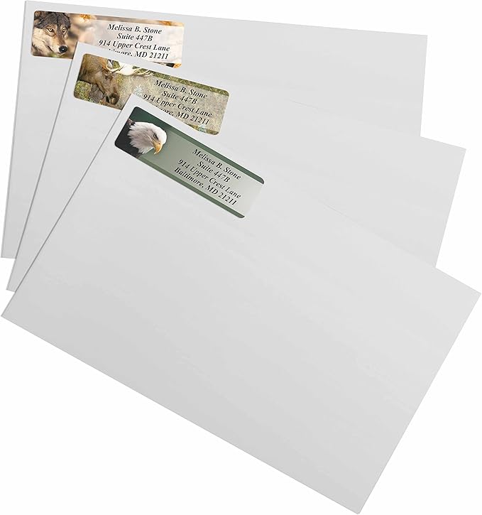Nature's Wildlife Assorted Designer Rolled Address Labels with Elegant Plastic Dispenser