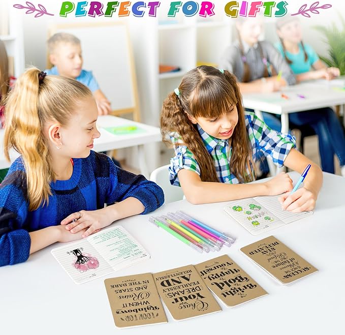 60 Pcs Mini Inspirational Notebooks Bulk with 60 Pcs Colorful Pens, Small Pocket Journal Notepads Set, Motivational Bulk Gifts for Women Men Teacher Student Kids, Fun School Office Supplies,3.5"x5.5"
