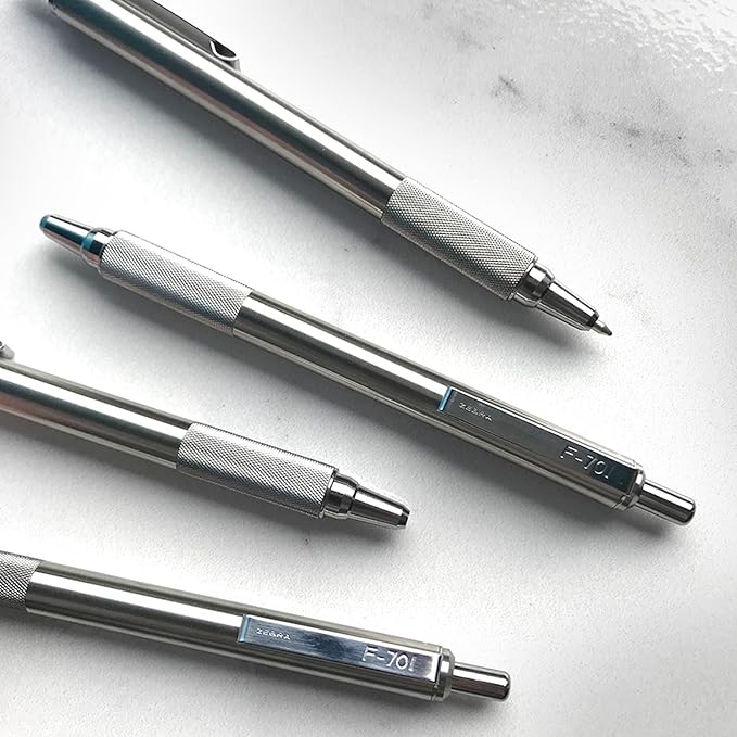 Zebra Pen F-701 Retractable Ballpoint Pen, Stainless Steel Barrel, Fine Point, 0.8mm, Black Ink, 1-Pack
