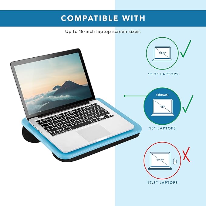 LAPGEAR Compact Lap Desk - Alaskan Blue - Fits up to 15 Inch Laptops - Pack of 12 - Style No. 43003