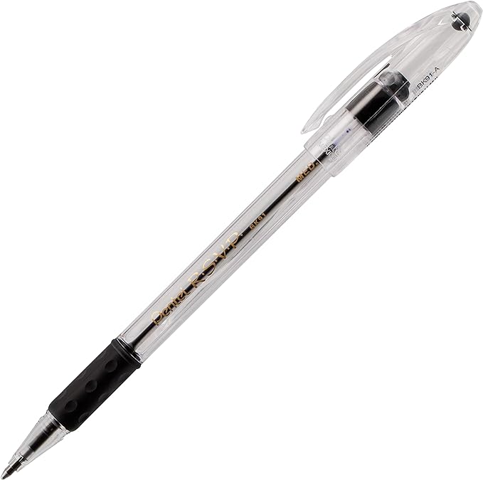 Pentel RSVP Ballpoint Pen, (1.0mm), Medium Line, Black Ink, Pack of 5 (BK91BP5A)