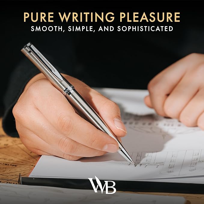 Wordsworth and Black Mechanical Pencil Graphite Lead- Stunning Luxury Metal Pencil, Silver Chrome Finish, 0.7mm Led, Best Gift Set for Men & Women, Professional Executive Office Pencils