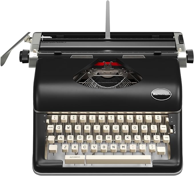 Maplefield Vintage Manual Typewriter - Black Metal - Desk Accessories & Office Supplies for Home Office