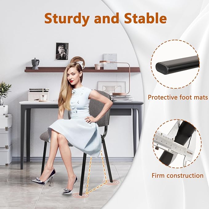 CLATINA Waiting Room Chairs Fabric Stackable Chair Metal Frame with Lumbar Support and Thickened Seat Cushion for Waiting Conference Room Guest Chairs 1 Pack…