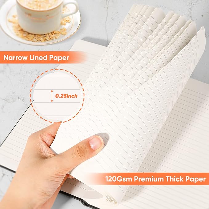 Huhuhero Notebooks Journal, College Ruled Notebook, Premium Thick Paper Lined Journal, Hardcover Notebook for Office Home School Business Writing Note Taking Journaling, 5"×8.25" (10, Dark Gray)