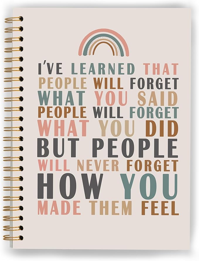 Maya Angelou Quotes Notebook, Motivational Journal, Inspirational Notebooks for Women, People Will Never Forget How You Made Them Feel Spiral Notebooks 5.5x8.3 Inch