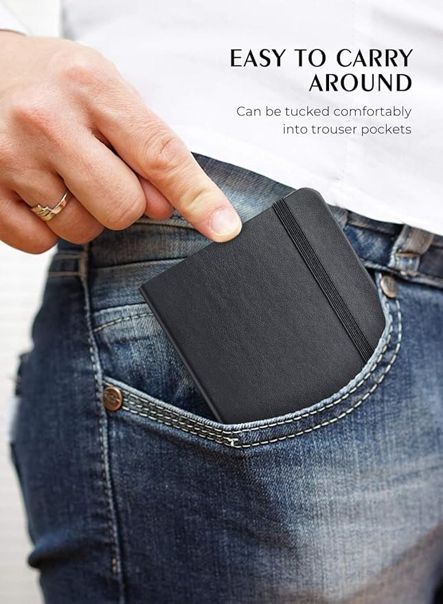 AISBUGUR Pocket Notebook, Small Notebook, 2-Pack Total 320 Pages,3.7" x 5.7" Pocket Notebook (4Pack, 4Black)