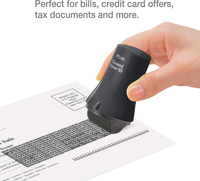 Guard Your ID Wide Advanced Roller 2.0 Identity Theft Prevention Security Stamp Black