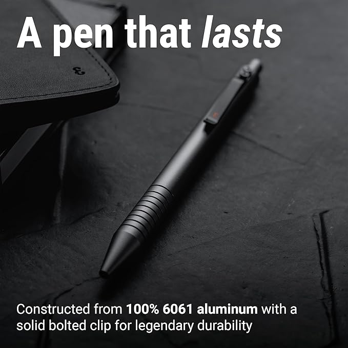 Everyman Grafton Full Click Refillable 0.7mm Ball Point Pen, Crimson | Sleek Anodized Aluminum EDC Pen with Deep Grooved Grip | Smooth Writing Pocket Pen for Office, Travel, Gifting & Daily Use