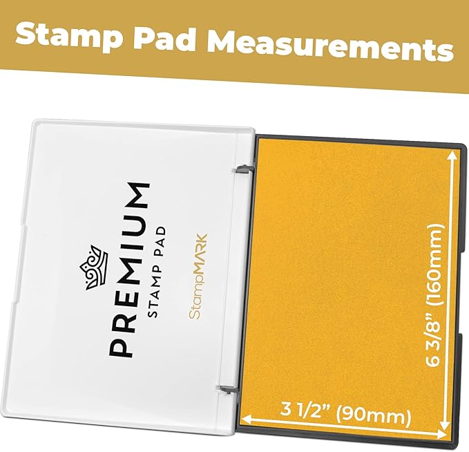Premium Stamp Pad Large Size 3.5" x 6" - for Traditional Rubber Stamps - Felt Pad Dark Yellow Color