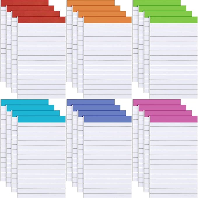 Colarr 24 Pack Legal Pads 3 x 5 Inches Lined Notepads 50 Sheets Wide Ruled Writing Pads for School College Office Business