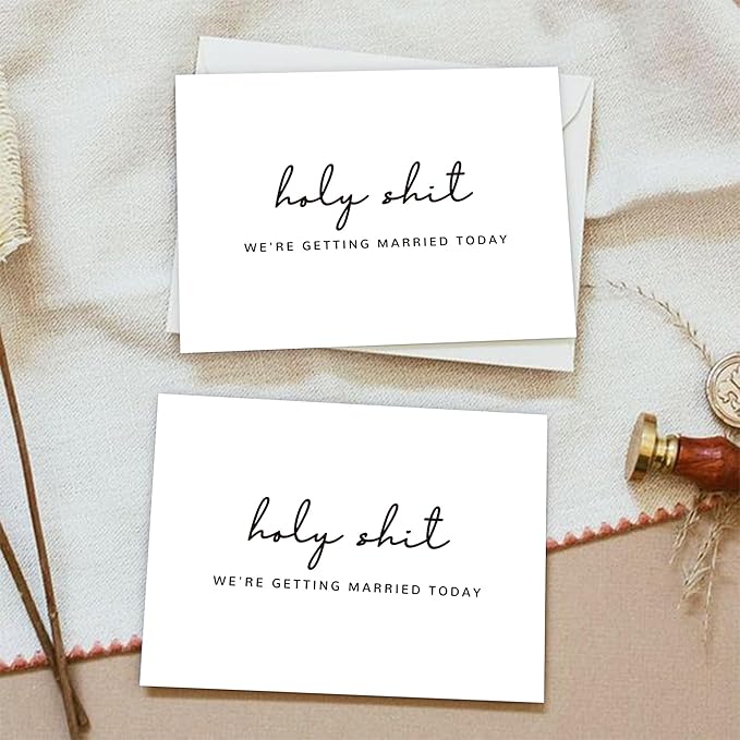 Set of 2 Funny Wedding Gift Cards, To My Groom Bride On Our Wedding Day Card, Wedding Day Vows Card for Wife Husband.（HOLY B）