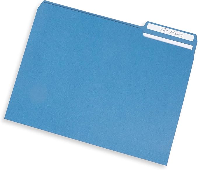 200 Blue Summit Supplies Blue File Folders with 1/3 Cut Tabs, Letter Size, Durable 11pt Paper, Uncoated Blue Paper, Colorful Blue File Folders for Office and Home Organization