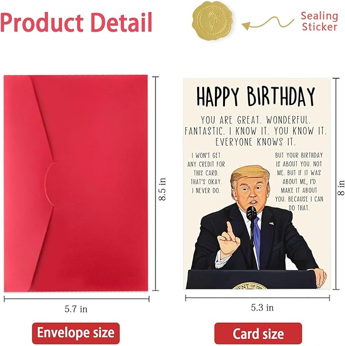 Funny Trump Birthday Card for Women Men, Humorous Donald Birthday Gifts Card for Dad or Mom, Trump Birthday Decorations for Husband Wife, Unique Birthday Gifts Ideas for Him Her