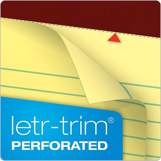 TOPS Docket Gold Writing Pads, 5" x 8", Jr. Legal Rule, Canary Paper, 50 Sheets, 6 Pack (99704)