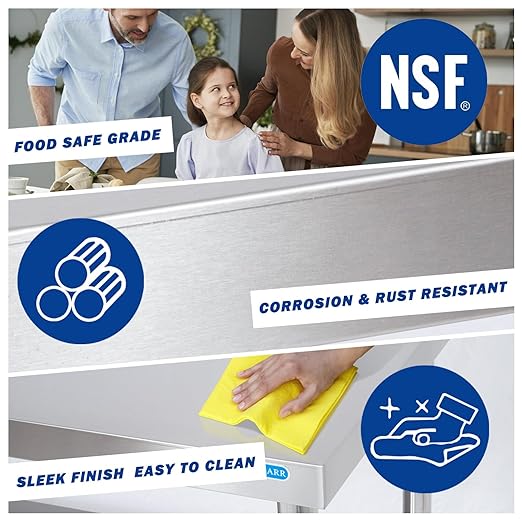 Stainless Steel Table for Prep & Work with Undershelf 24 x 36 Inches NSF Metal Commercial Kitchen Prep Table with Adjustable Under Shelf Worktable for Restaurant Home Outdoor