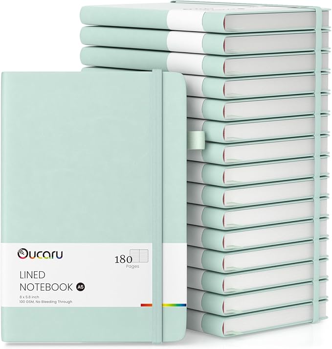 Lined Journal Notebook, 16 Pack, 180 Pages, A5 Journals for Writing, 100 GSM Thick Paper, Small Notebooks Daily Journal for Women Men Work, Business, School, Travel Supplies