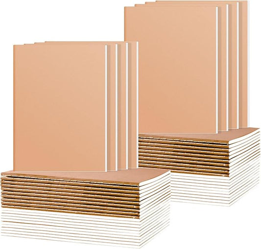 Ddaowanx 48 Pack A5 Kraft Notebooks, Journals in Bulk, Blank Paper Sketchbooks, 72 Pages, 36 Sheets, 80GSM, 8.3x5.5 Inch, Travel Writing Notebooks Journal for Office School Supplies