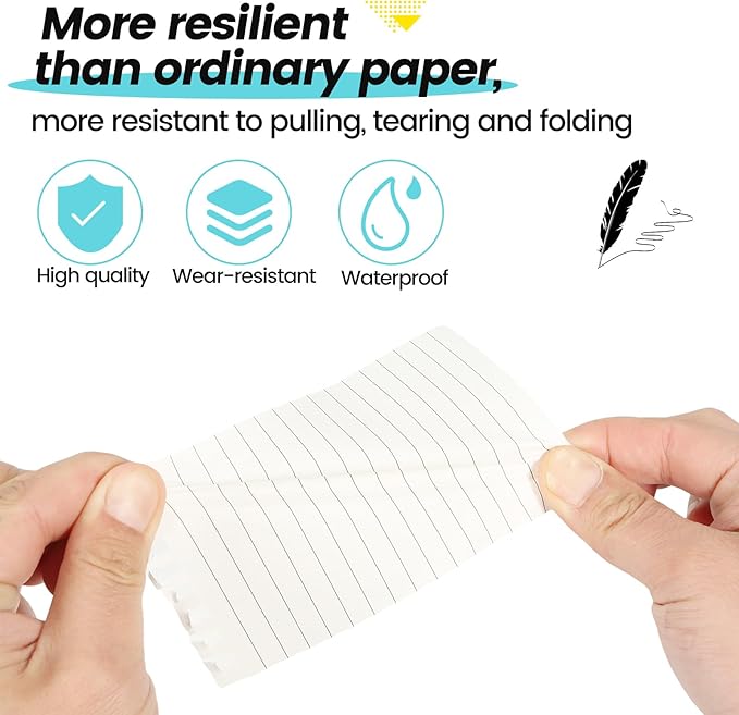 6 Pack Waterproof Notebook, 3x5 Pocket Notepad, Small Top Spiral Stone-Paper Notepad, Mini Pocket Notebook, Little Memo Note Pads for Outdoor, Office, School, Travel (Black)