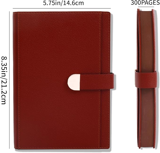 Textured Hardcover Lined Journal for Women Men Magnetic Buckle A5 Leather Journal Notebook with Gift Box 300 Pages 67 lb./100 gsm Paper College Ruled Journaling Notebook for Writing Work School Daily Diary